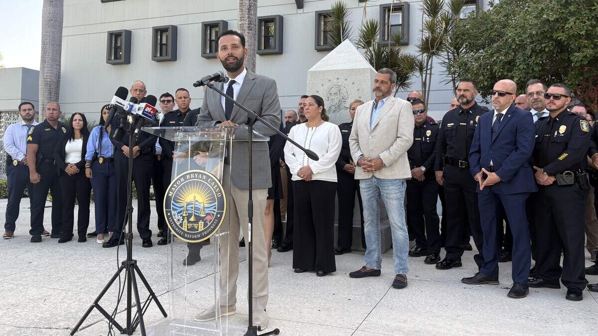 Hialeah Mayor Bryan Calvo announced a three-year agreement Monday between the city and the Fraternal Order of Police, the union representing Hialeah police officers, aimed at preventing more first responders from leaving the city for better-paying jobs in neighboring cities.